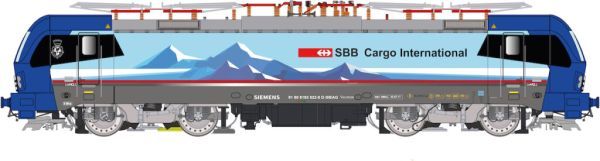 Farbe blau/pastell, Name "Rhône", Werbeaufdruck "SBB Cargo International", Zulassung D/CH/IT